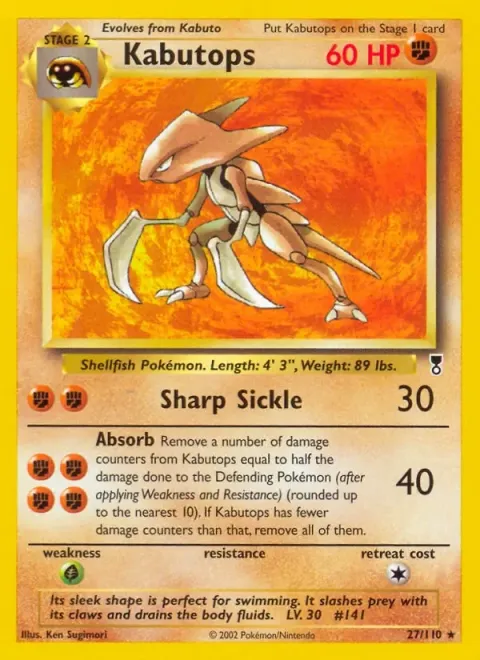 Carte Pokémon Kabutops 027/110, extension Legendary Collection (sortie anglaise)