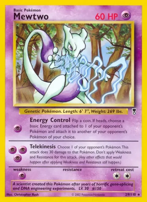 Carte Pokémon Mewtwo 029/110, extension Legendary Collection (sortie anglaise)