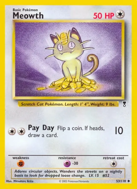 Carte Pokémon Miaouss 053/110, extension Legendary Collection (sortie anglaise)