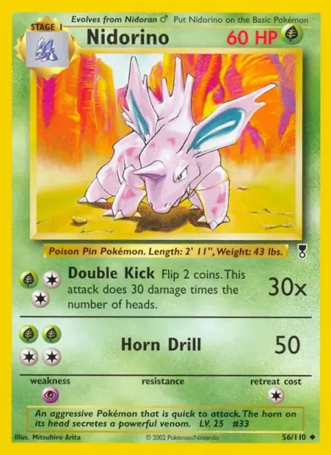 Carte Pokémon Nidorino 056/110, extension Legendary Collection (sortie anglaise)