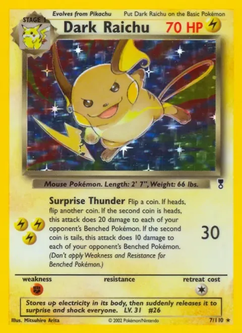 Carte Pokémon Raichu obscur 007/110, extension Legendary Collection (sortie anglaise)