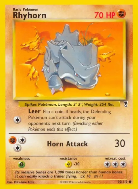Carte Pokémon Rhinocorne 090/110, extension Legendary Collection (sortie anglaise)