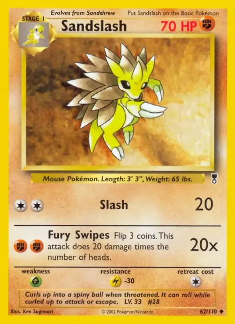 Carte Pokémon Sablaireau 062/110, extension Legendary Collection (sortie anglaise)