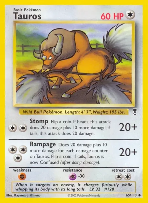 Carte Pokémon Tauros 065/110, extension Legendary Collection (sortie anglaise)