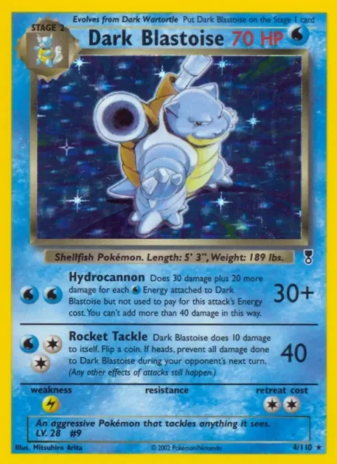Carte Pokémon Tortank obscur 004/110, extension Legendary Collection (sortie anglaise)