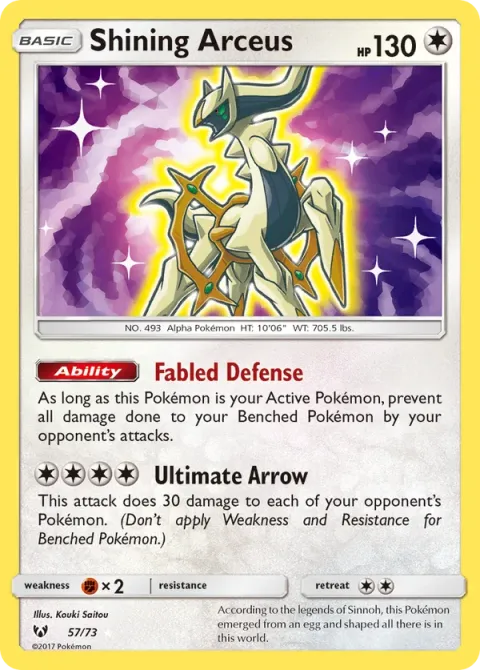 Carte Pokémon Arceus Brillant 057/073, extension Légendes Brillantes