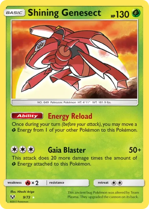 Carte Pokémon Genesect Brillant 009/073, extension Légendes Brillantes