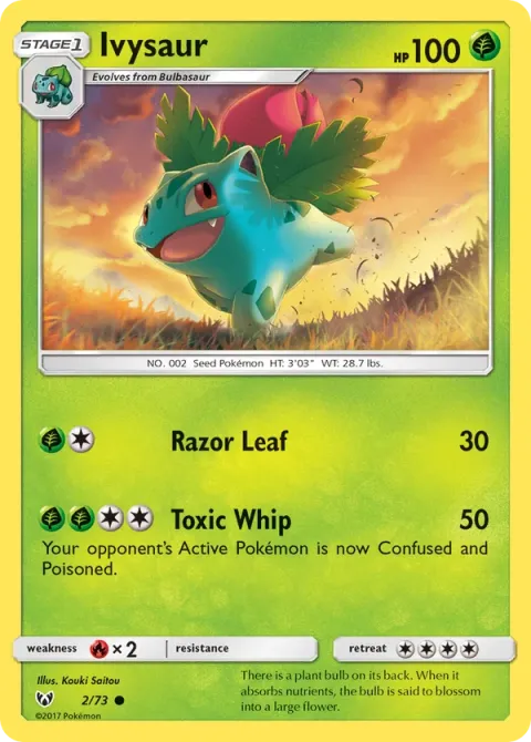 Carte Pokémon Herbizarre 002/073, extension Légendes Brillantes