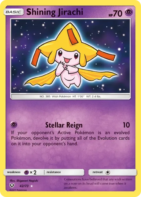 Carte Pokémon Jirachi Brillant 042/073, extension Légendes Brillantes