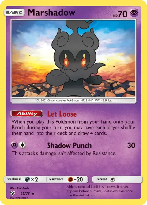 Carte Pokémon Marshadow 045/073, extension Légendes Brillantes