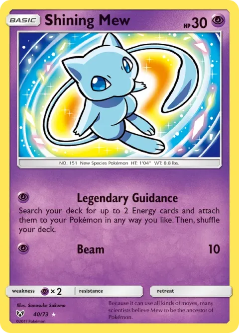Carte Pokémon Mew Brillant 040/073, extension Légendes Brillantes