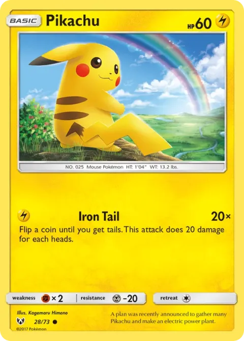 Carte Pokémon Pikachu 028/073, extension Légendes Brillantes