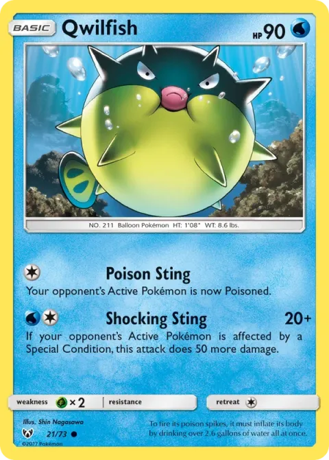 Carte Pokémon Qwilfish 021/073, extension Légendes Brillantes