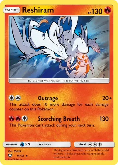 Carte Pokémon Reshiram 014/073, extension Légendes Brillantes