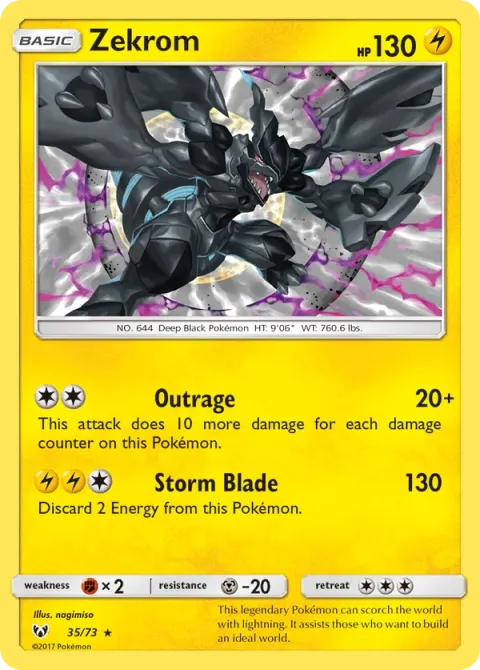 Carte Pokémon Zekrom 035/073, extension Légendes Brillantes