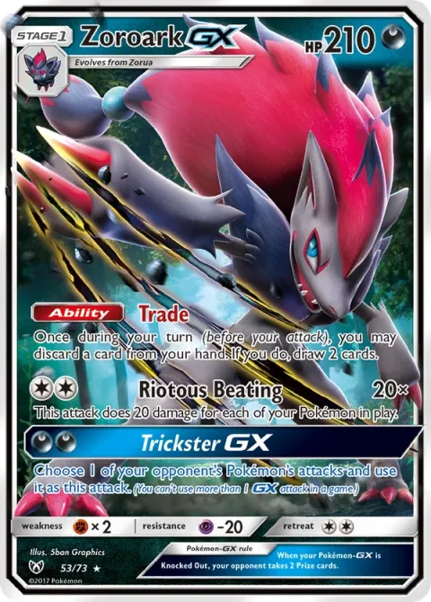 Carte Pokémon Zoroark GX 053/073, extension Légendes Brillantes