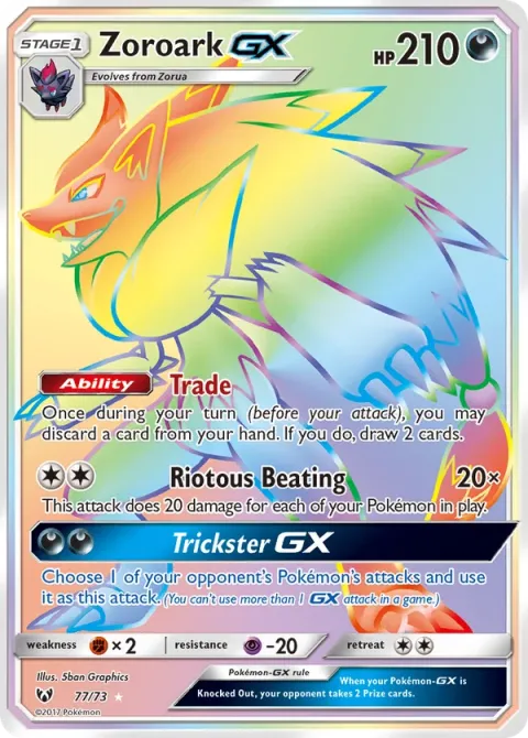 Carte Pokémon Zoroark GX 077/073, extension Légendes Brillantes