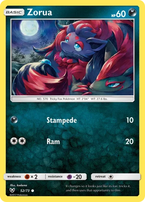 Carte Pokémon Zorua 052/073, extension Légendes Brillantes