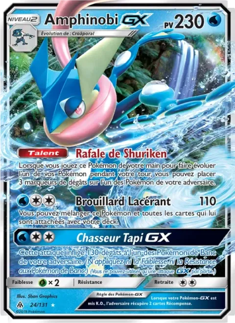 Carte Pokémon Amphinobi GX 024/131, extension Lumière Interdite
