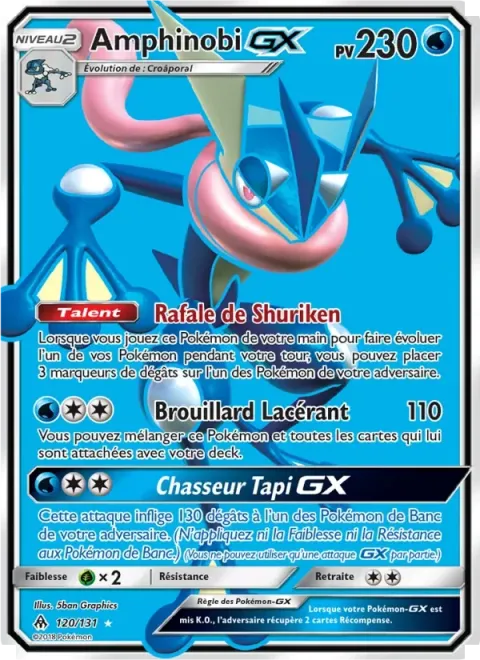 Carte Pokémon Amphinobi GX 120/131, extension Lumière Interdite