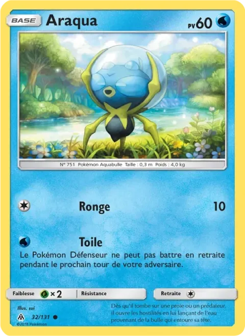 Carte Pokémon Araqua 032/131, extension Lumière Interdite