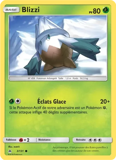 Carte Pokémon Blizzi 003/131, extension Lumière Interdite