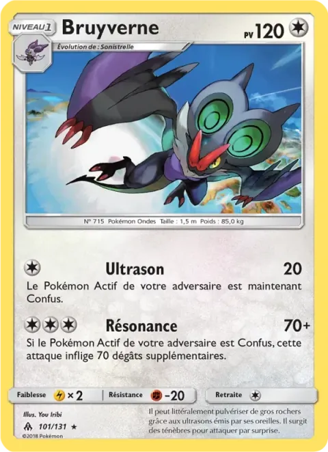 Carte Pokémon Bruyverne 101/131, extension Lumière Interdite