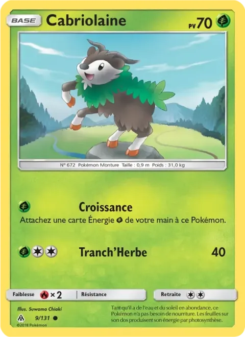 Carte Pokémon Cabriolaine 009/131, extension Lumière Interdite