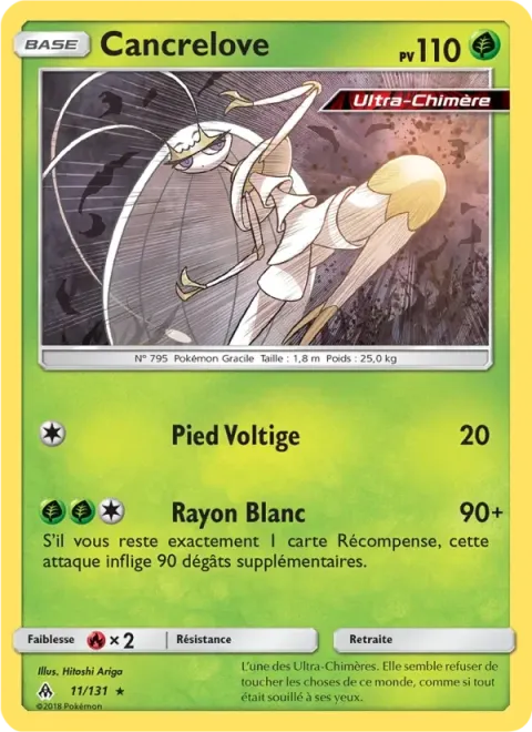 Carte Pokémon Cancrelove 011/131, extension Lumière Interdite