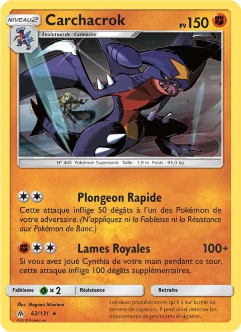 Carte Pokémon Carchacrok 062/131, extension Lumière Interdite