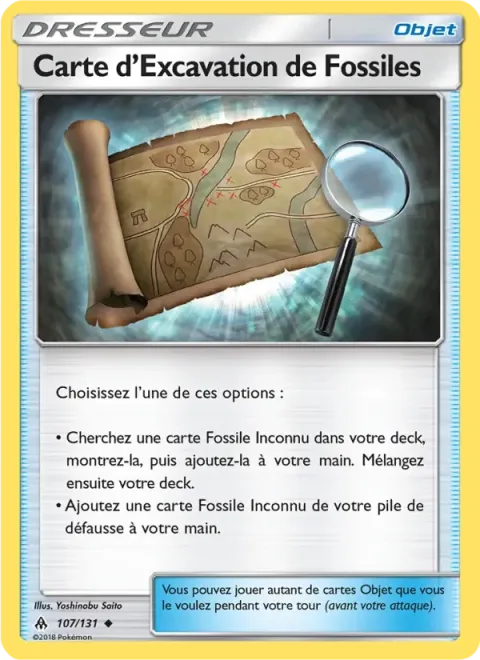 Carte Pokémon Carte d’Excavation de Fossiles 107/131, extension Lumière Interdite