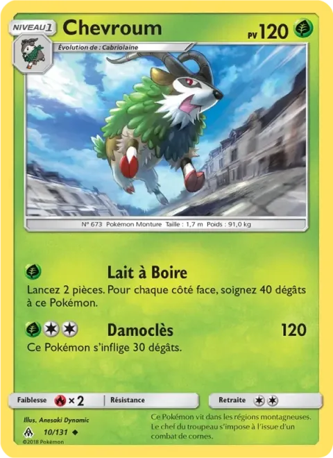 Carte Pokémon Chevroum 010/131, extension Lumière Interdite