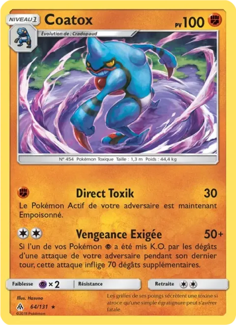 Carte Pokémon Coatox 064/131, extension Lumière Interdite