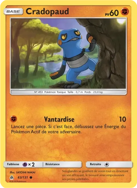 Carte Pokémon Cradopaud 063/131, extension Lumière Interdite
