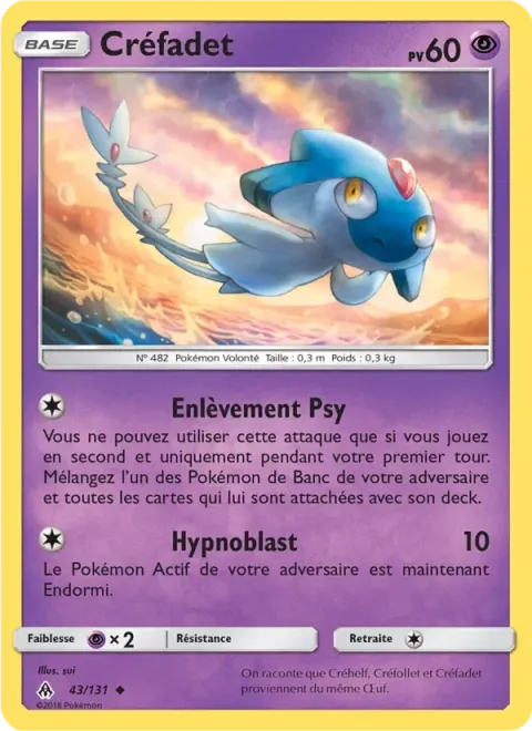 Carte Pokémon Créfadet 043/131, extension Lumière Interdite