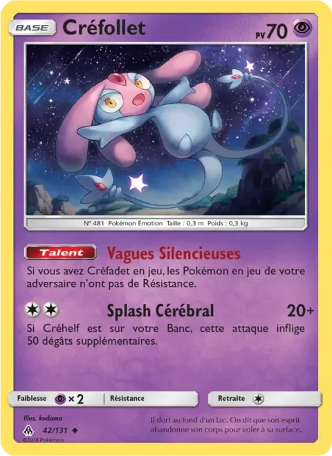 Carte Pokémon Créfollet 042/131, extension Lumière Interdite