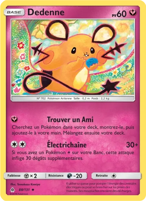 Carte Pokémon Dedenne 088/131, extension Lumière Interdite