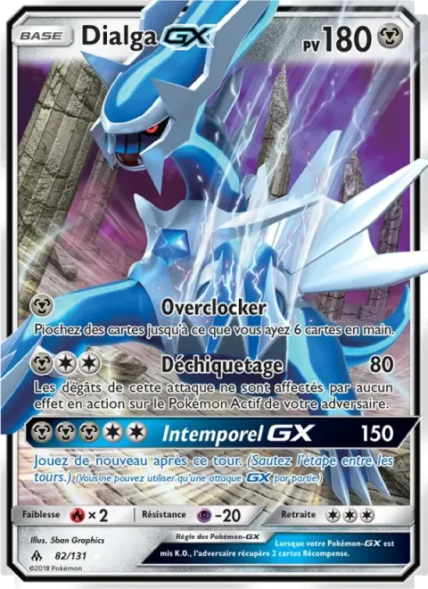 Carte Pokémon Dialga GX 082/131, extension Lumière Interdite