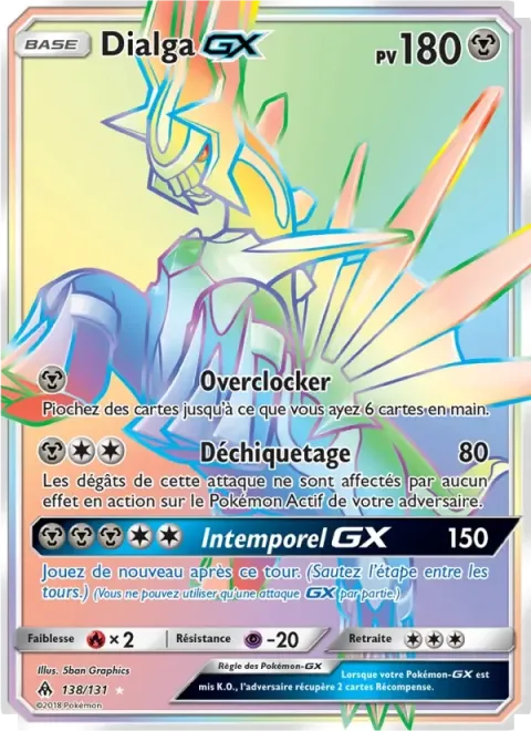 Carte Pokémon Dialga GX 138/131, extension Lumière Interdite