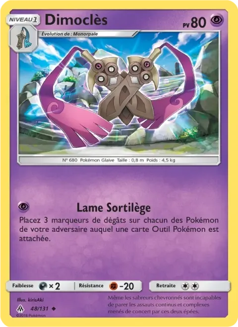 Carte Pokémon Dimoclès 048/131, extension Lumière Interdite