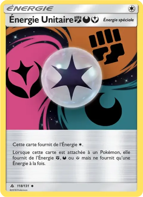 Carte Pokémon Énergie Unitaire Combat Obscurité Fée 118/131, extension Lumière Interdite