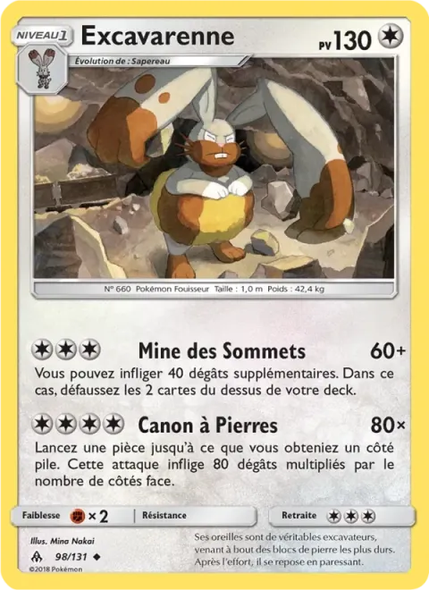Carte Pokémon Excavarenne 098/131, extension Lumière Interdite