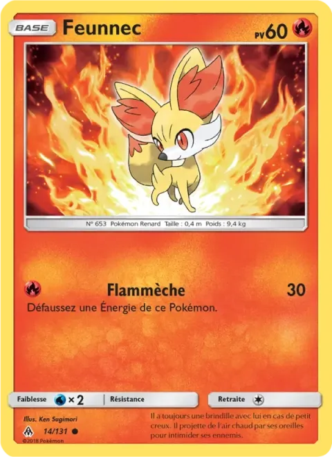 Carte Pokémon Feunnec 014/131, extension Lumière Interdite