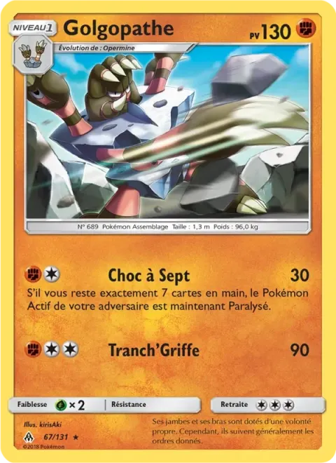 Carte Pokémon Golgopathe 067/131, extension Lumière Interdite