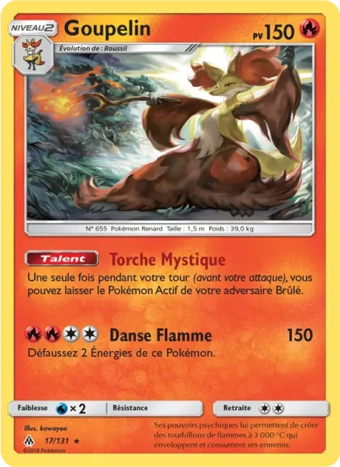 Carte Pokémon Goupelin 017/131, extension Lumière Interdite