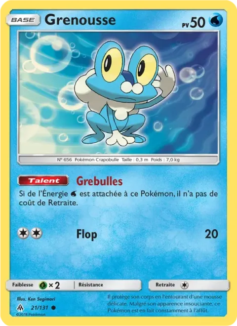 Carte Pokémon Grenousse 021/131, extension Lumière Interdite