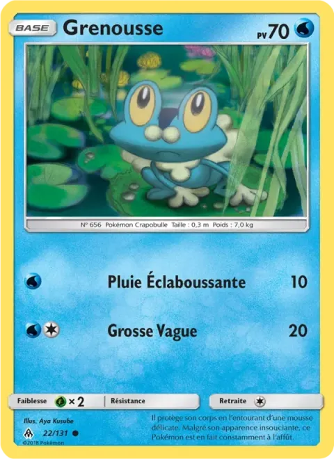 Carte Pokémon Grenousse 022/131, extension Lumière Interdite