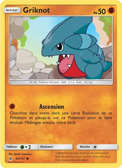 Carte Pokémon Griknot 060/131, extension Lumière Interdite
