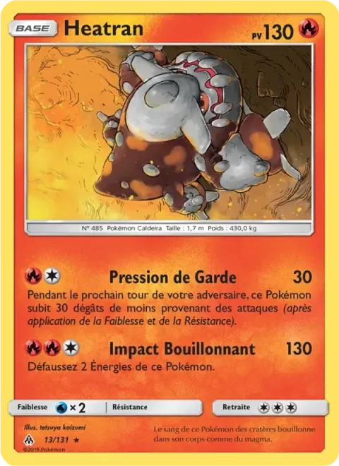 Carte Pokémon Heatran 013/131, extension Lumière Interdite