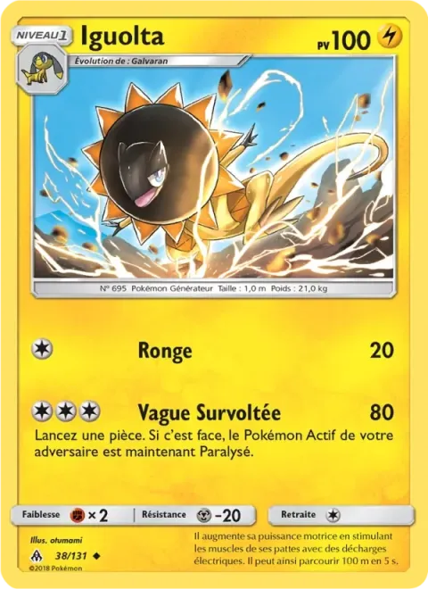 Carte Pokémon Iguolta 038/131, extension Lumière Interdite
